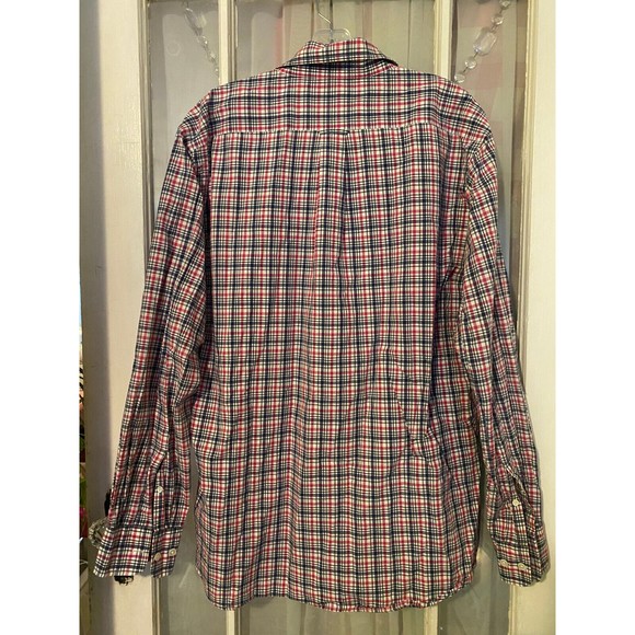 Faconnable Shirt Mens XL Button Up Red Blue White Plaid Adult - Picture 5 of 5